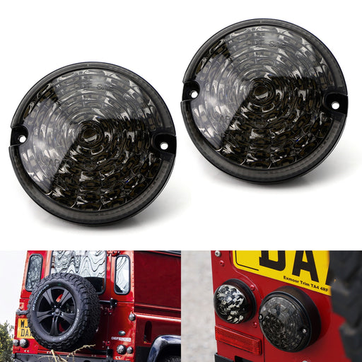 (2) 95mm NAS Style Smoked Lens Full LED Upgrade Kit For Land Rover Defender LD