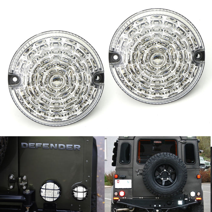 (2) 95mm NAS Style Clear Lens Full LED Upgrade Kit For Land Rover Defender LD