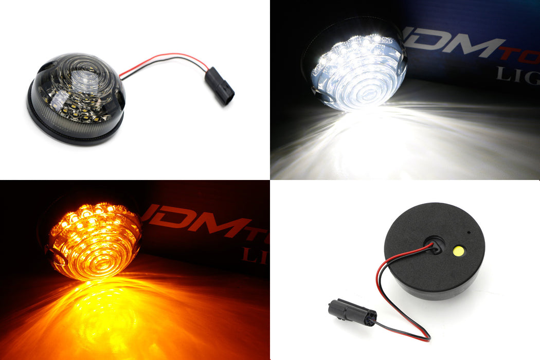 4pc Smoke Amber & White LED Turn Signal, Clearance Lamps For Land Rover Defender