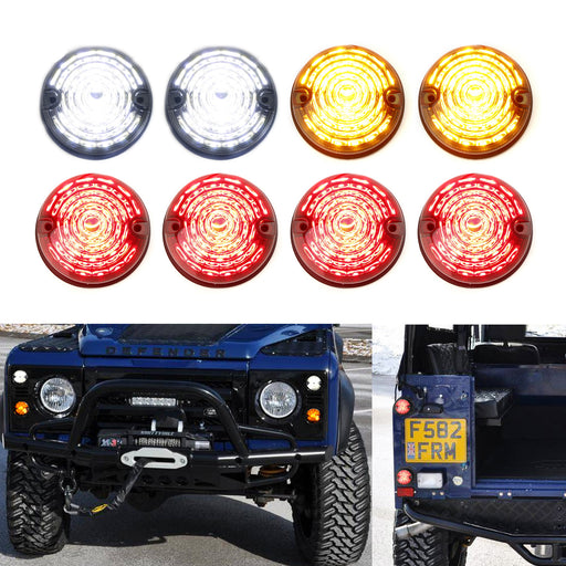 8pc Clear LED Signal Driving Brake Light Assy Kit For Land Rover Defender 2 3