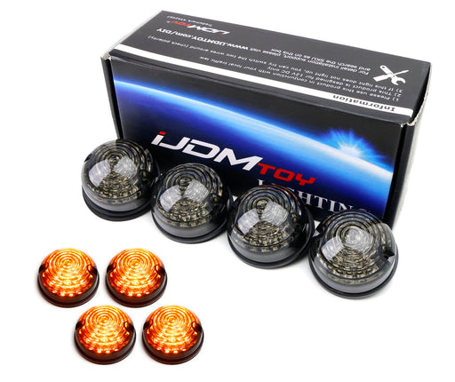 (4) Amber LED Front & Rear Turn Signal Lights For Land Rover Defender Series 1 2