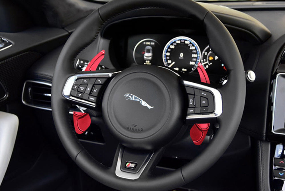 Red Steering Wheel Larger Paddle Shifter Extension Covers For Jaguar Land Rover