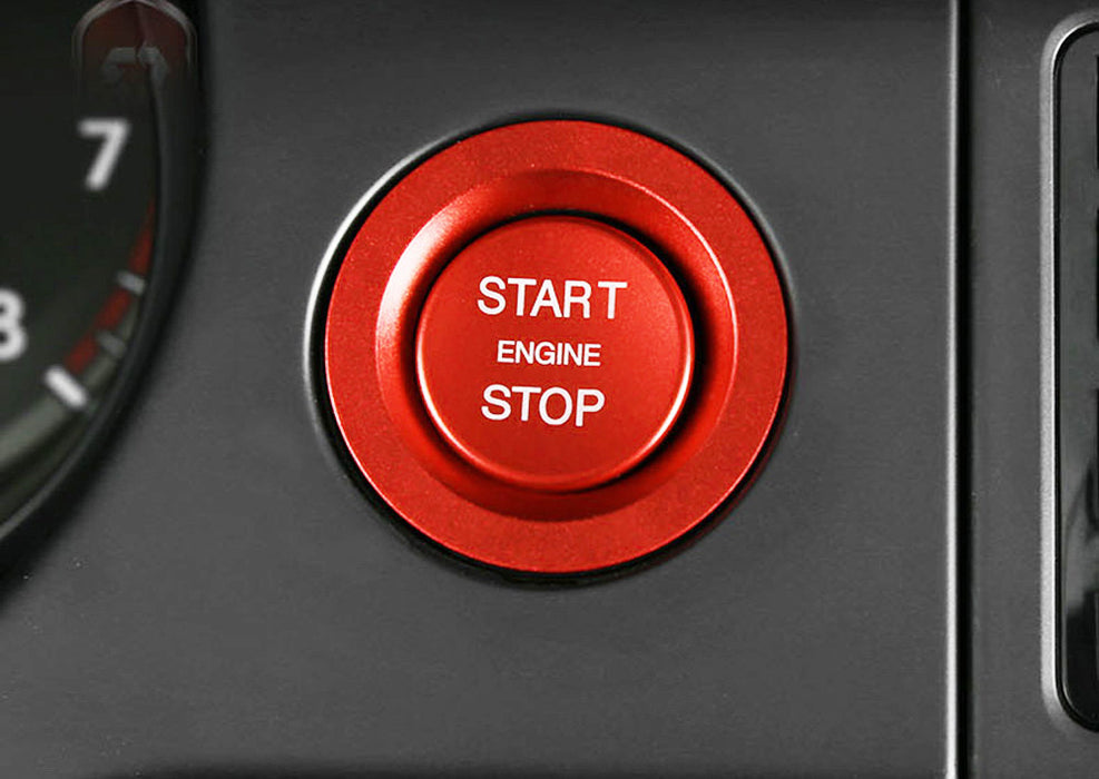 Red Keyless Engine Push Start Button w/ Ring For Land Rover or Jaguar Ignition