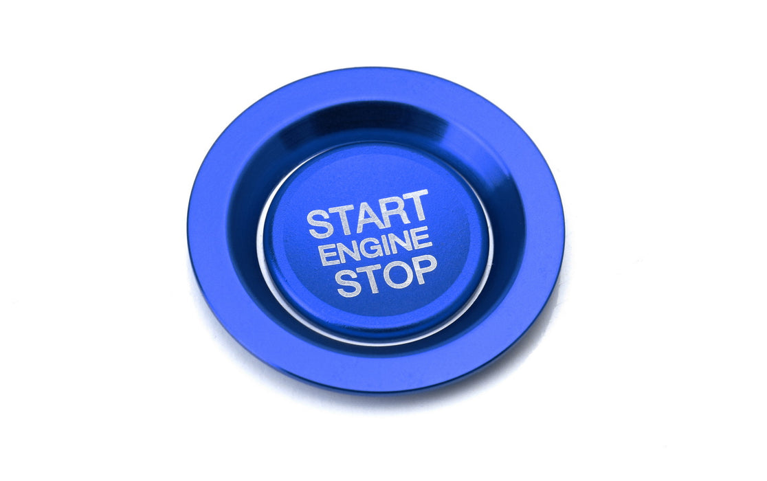 Blue Keyless Engine Push Start Button w/ Ring For Land Rover or Jaguar Ignition