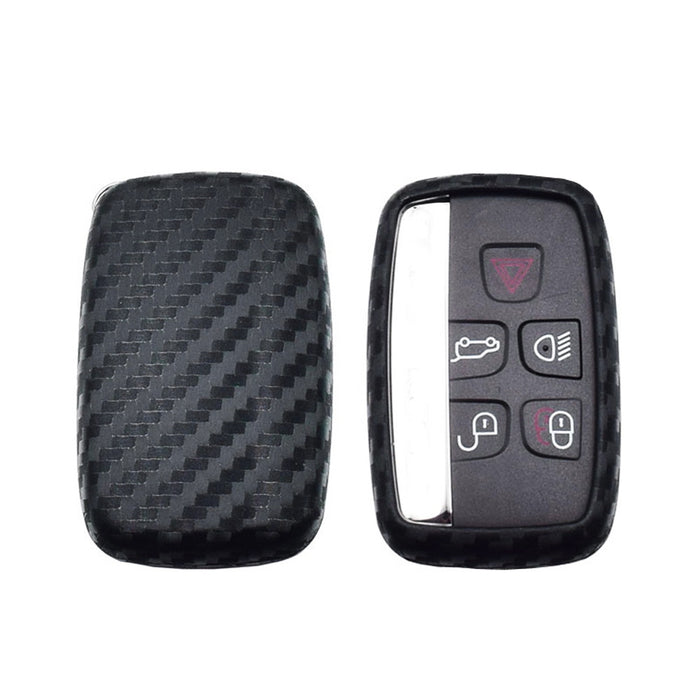 Carbon Fiber Soft Silicone Key Fob Case For Land Rover Range Rover LR4 Jaguar