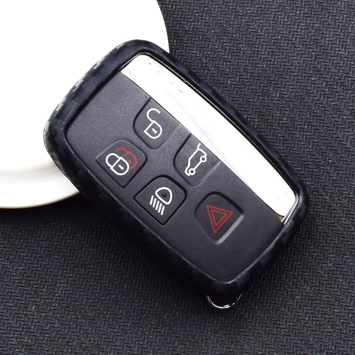 Carbon Fiber Soft Silicone Key Fob Case For Land Rover Range Rover LR4 Jaguar