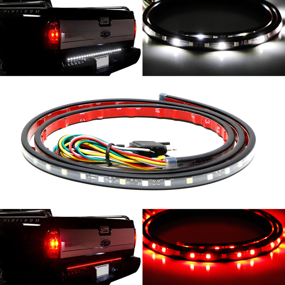 60" Red/White LED Tailgate LED Light Bar w/ Turn Signal, Backup Reverse Features