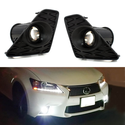 White TRD 15W Projector LED Fog Light Kit For 2013-15 Lexus GS w/ F-Sport Bumper