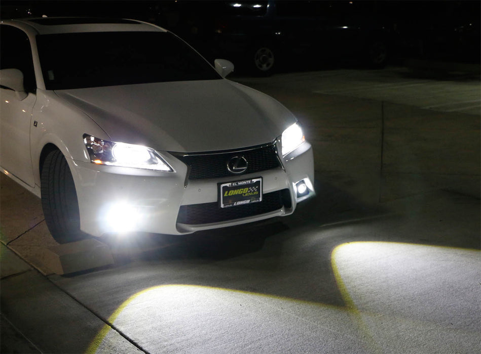 White TRD 15W Projector LED Fog Light Kit For 2013-15 Lexus GS w/ F-Sport Bumper