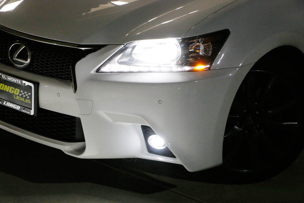 White TRD 15W Projector LED Fog Light Kit For 2013-15 Lexus GS w/ F-Sport Bumper