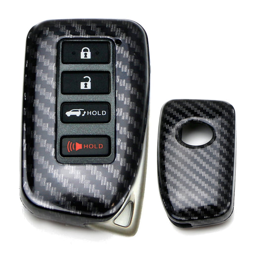 gloss finish black carbon fiber key fob case for Lexus IS 4-button smart key