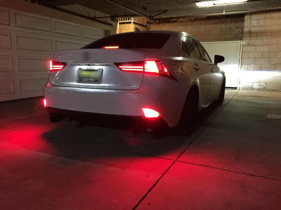 Smoked Lens Red LED Rear Bumper Reflector Lights For Lexus 14-20 IS250 IS350 ISF