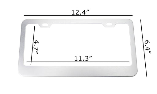 2pc Premium Silver Slim 2-Hole License Plate Frame with Screws/Fasteners & Caps