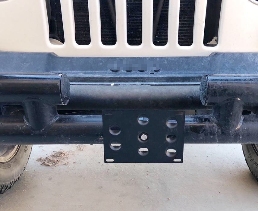 One Piece Black Powder Coated Steel Constructed License Plate Holder Bracket