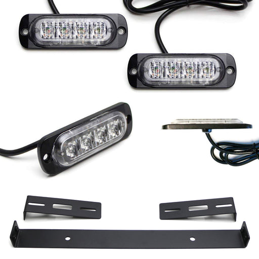 Amber LED License Plate Mount Strobe Warning Light Kit For Truck SUV Car