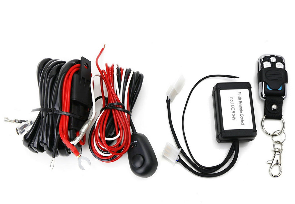 LED Light Bar Relay Wiring Harness w/LED Indicator Light Switch, Remote Control