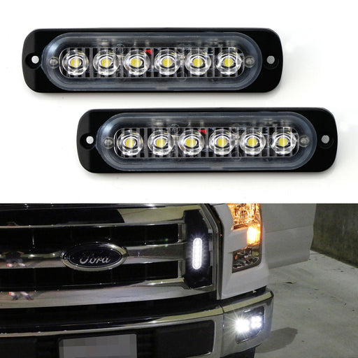 Flush Mount 6-LED Daytime Running Driving Lighting Kit For Grille / Bumper Mount