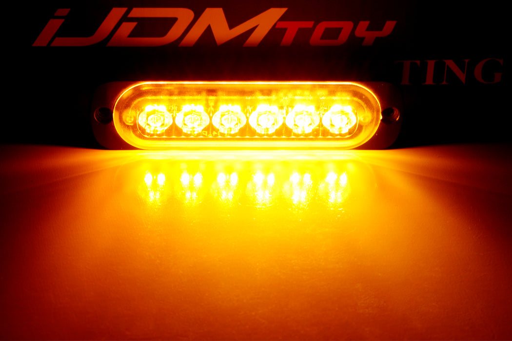 Flush Mount Amber 6-LED Daytime Driving Lighting Kit For Grille / Bumper Mount