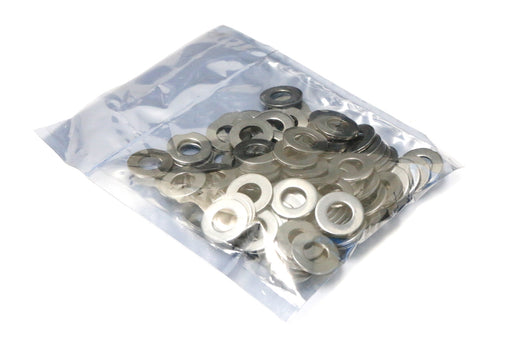 100pc Zinc Plated Finish Steel Flat Washer, ASME B18.22.1, 1/4" Screw Size