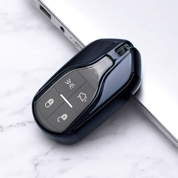 Chrome Black TPU Key Fob Case For 13+ Maserati Quattroporte Ghibli, 17+ Levante