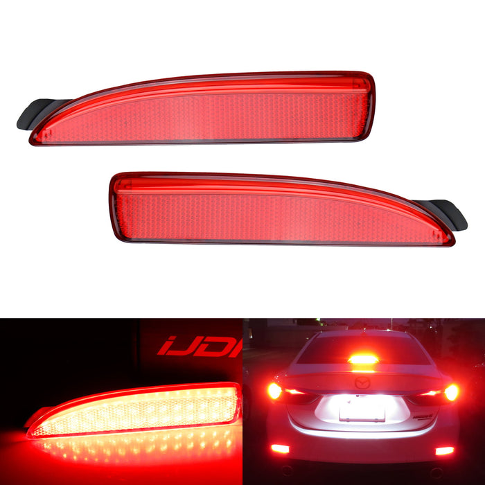 Red Lens 90-SMD LED Bumper Reflector Marker Tail/Brake Lights For Mazda 3 5 6