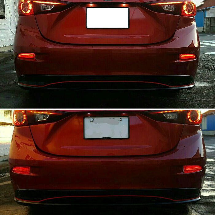 Red Lens 90-SMD LED Bumper Reflector Marker Tail/Brake Lights For Mazda 3 5 6