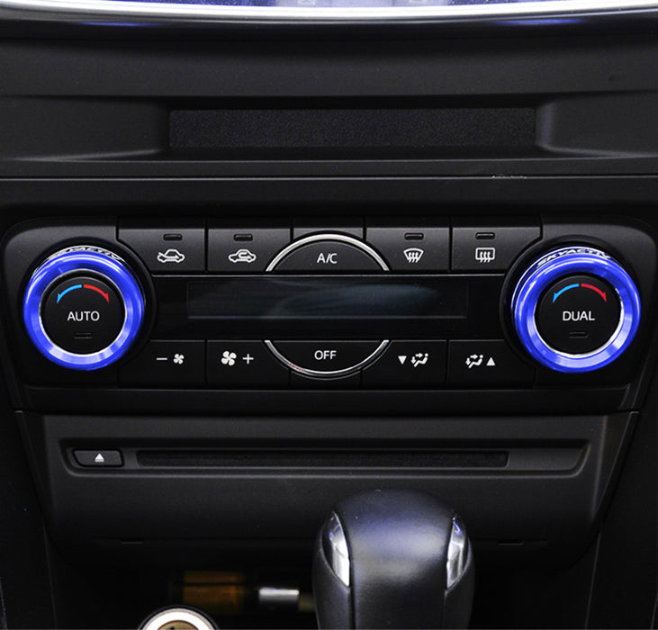 Blue Aluminum AC Climate Control Knob Ring Covers For 14-18 Mazda 3 & 16-19 CX-5