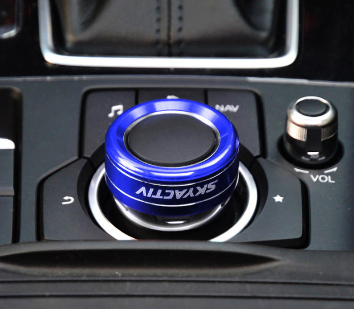 Blue Aluminum AC Climate Control Knob Ring Covers For 14-18 Mazda 3 & 16-19 CX-5