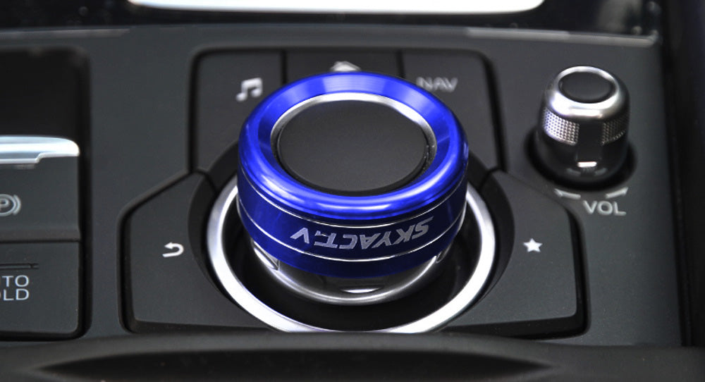 Blue Aluminum AC Climate Control Knob Ring Covers For 14-18 Mazda 3 & 16-19 CX-5