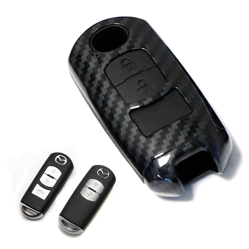 Carbon Fiber Smart Key Fob Shell w/ Button Skin For Mazda 3 5 6 CX3 CX5 CX7 MX5