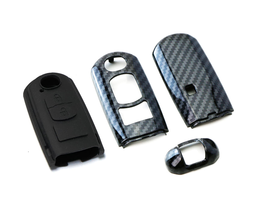 Carbon Fiber Smart Key Fob Shell w/ Button Skin For Mazda 3 5 6 CX3 CX5 CX7 MX5