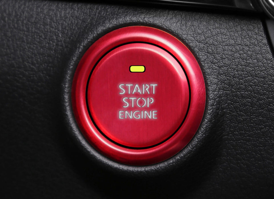 2pc Red Keyless Engine Push Start Button & Surrounding Ring For 2019-up Mazda 3