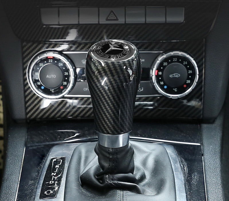 Glossy Black Carbon Fiber Shift Knob Cover Shell For Mercedes C E GLK GL G Class