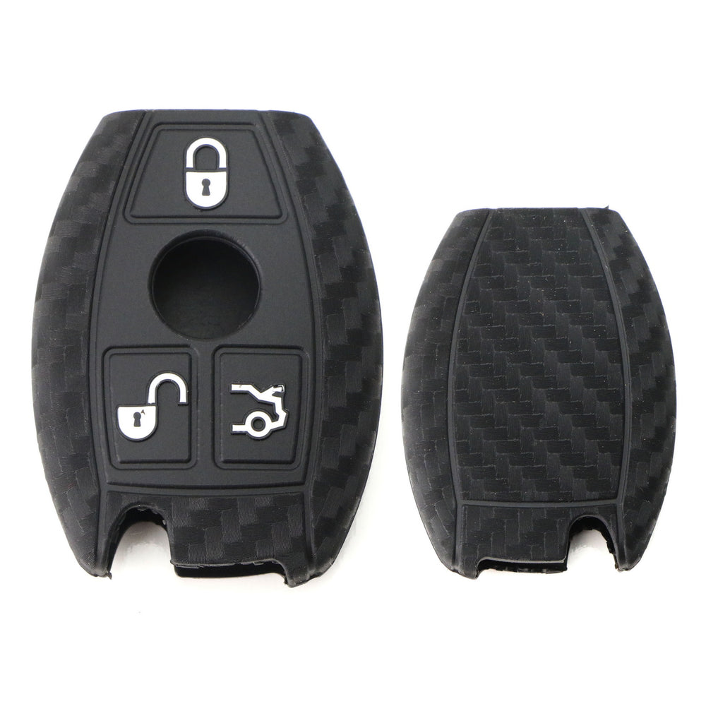 Carbon Fiber Soft Silicone Key Fob For Mercedes C E S M CLA CLS CLK GLA GLC GLK