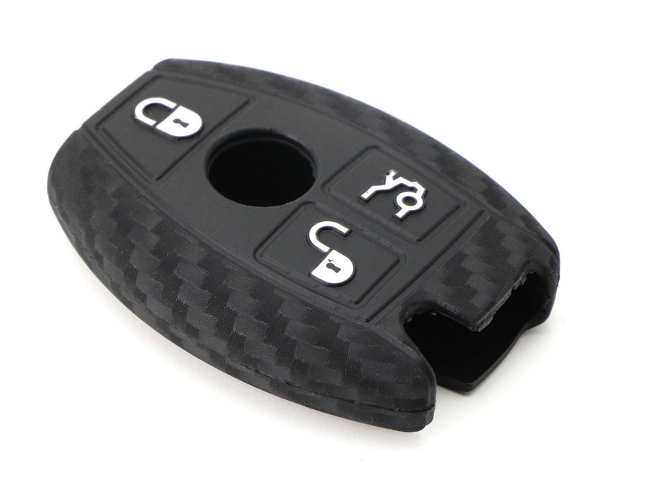 Carbon Fiber Soft Silicone Key Fob For Mercedes C E S M CLA CLS CLK GLA GLC GLK