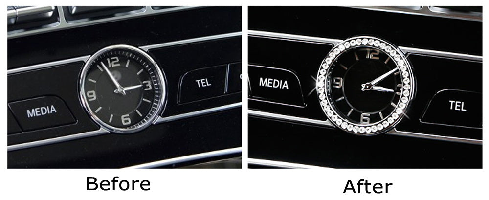 Crystal Silver Dashboard Clock Surrounding Decoration Ring Trim For Mercedes