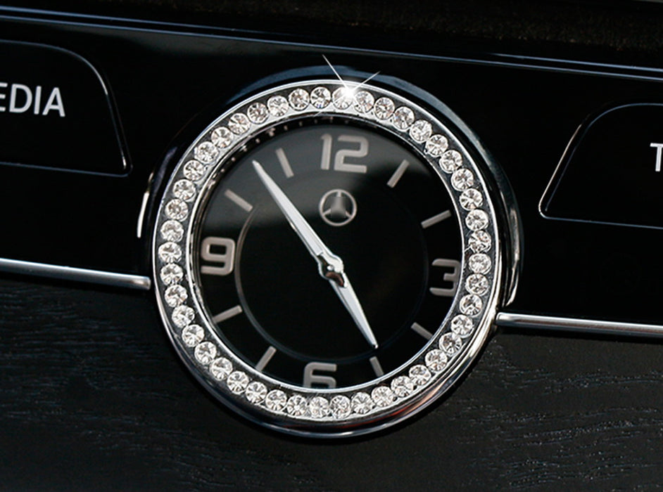 Crystal Silver Dashboard Clock Surrounding Decoration Ring Trim For Mercedes