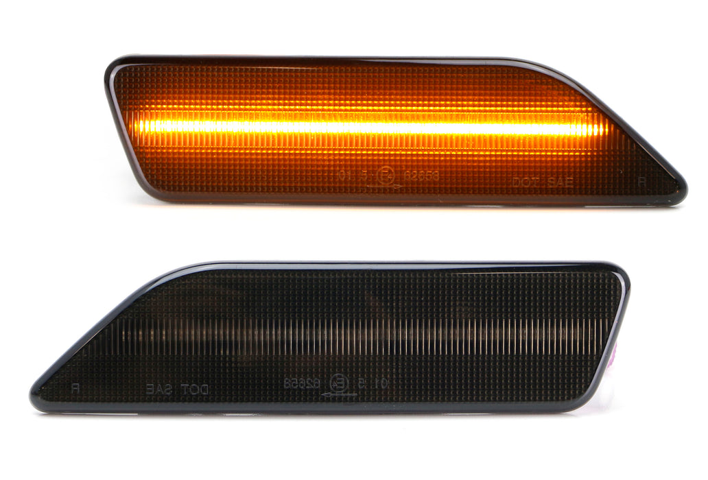 Smoked Lens Amber Full LED Strip Front Side Marker Lights For 06-11 Mercedes CLS