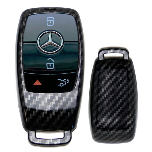 glossy black carbon fiber pattern key fob cover for Mercedes-Benz E-class