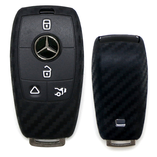 Carbon Fiber Soft Silicone Key Fob Cover For Mercedes 20-up A C CLA CLS GLB GLC