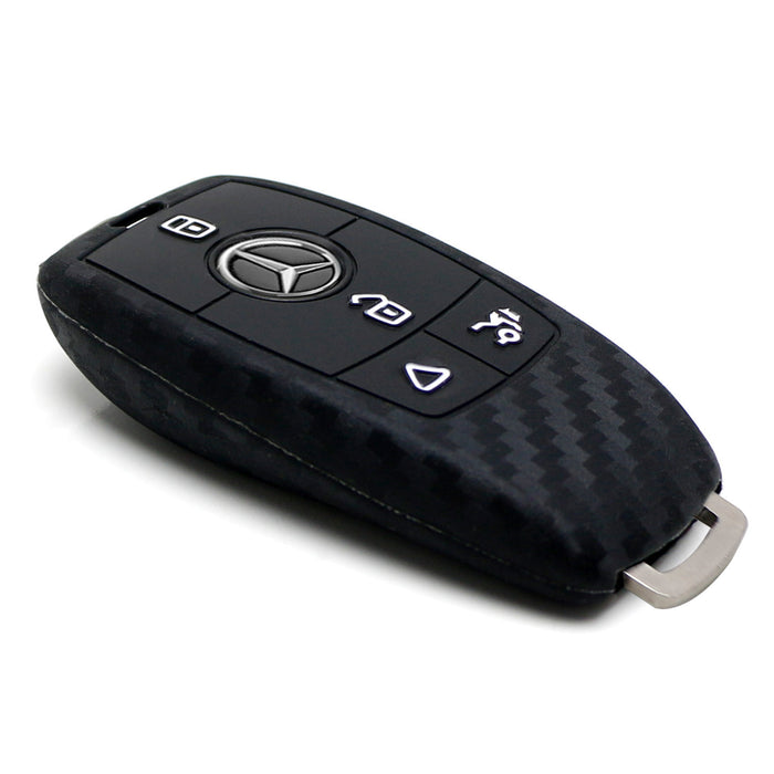 Carbon Fiber Soft Silicone Key Fob Cover For Mercedes 20-up A C CLA CLS GLB GLC