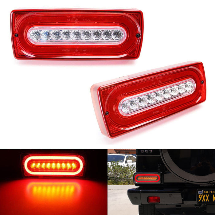 Red Lens Full LED Sequential Turn Signal/Tail Lights For 99-18 Mercedes G-Class