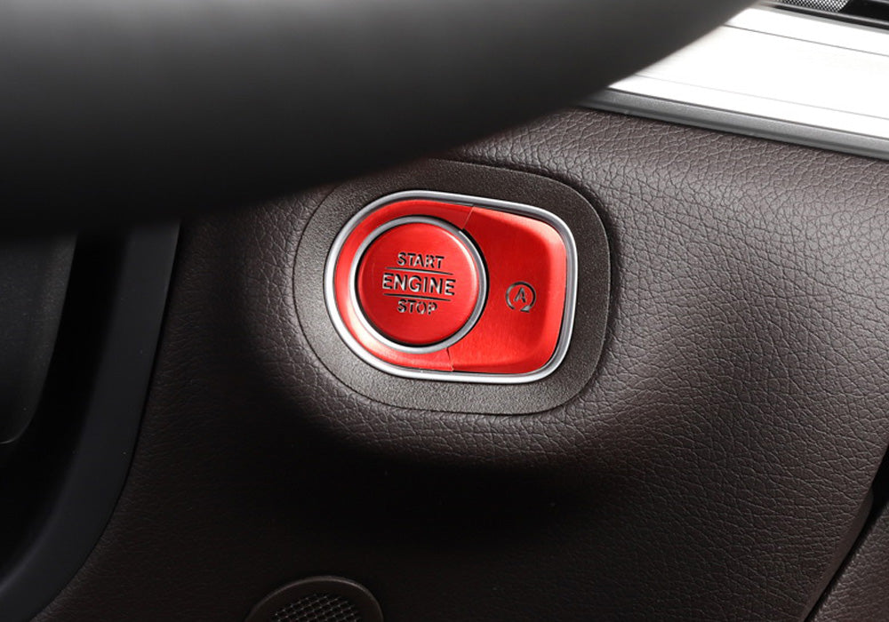 Red Keyless Engine Push Start Button & Surrounding Ring For Benz G GLE GLS Class