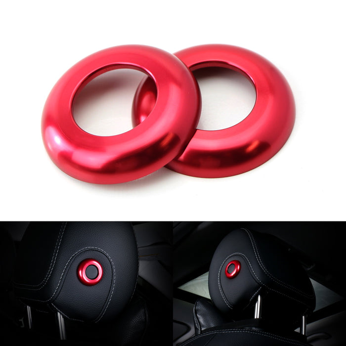 Premium Sports Red 2 Headrest Button Trims For Mercedes W205 C-Class GLC-Class