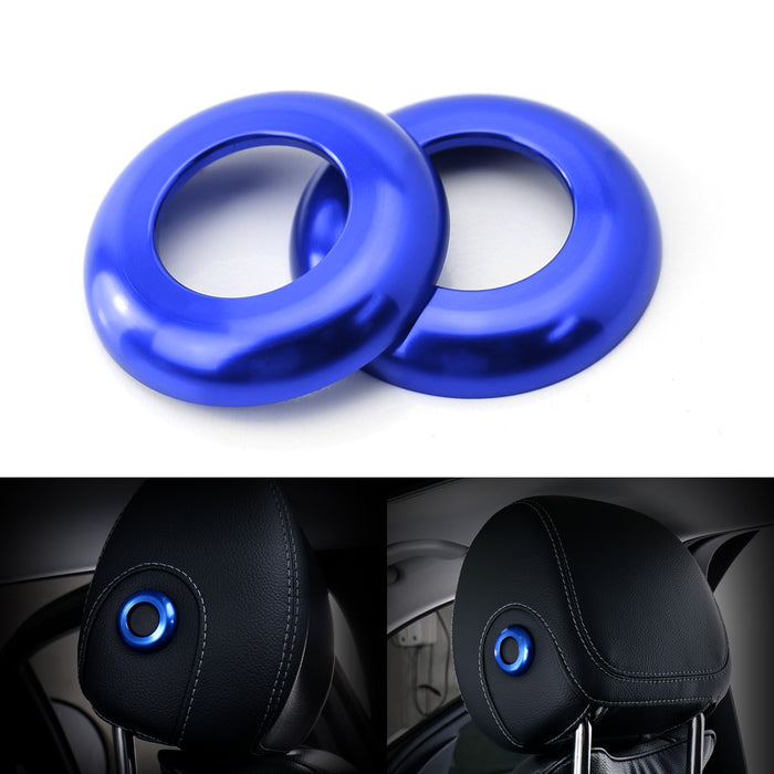 Premium Sports Blue 2 Headrest Button Trims For Mercedes W205 C-Class GLC-Class