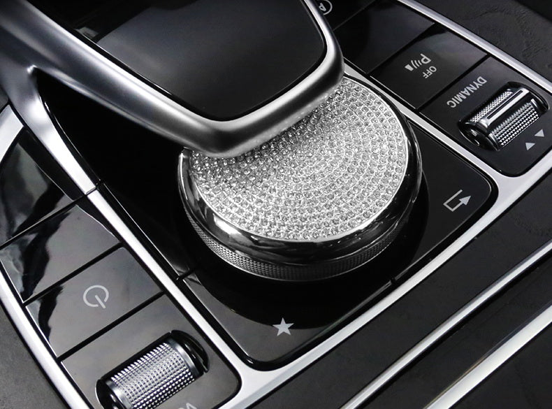 Silver Chrome Bling Crystal Décor Cover For Mercedes Multimedia Control Knob