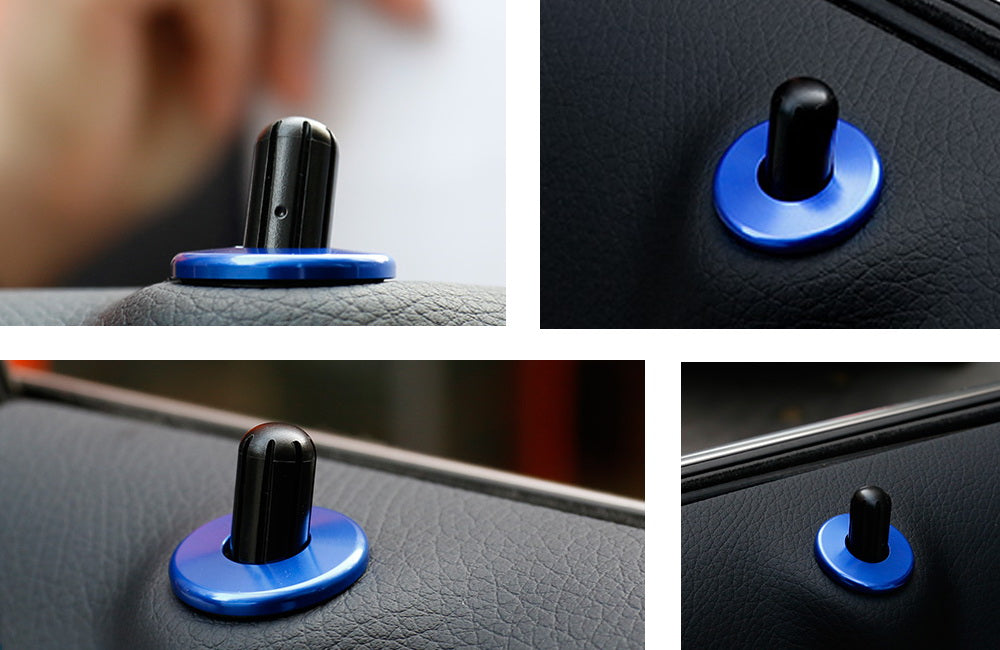 Blue Aluminum Decorative Door Lock Knob Covers For Mercedes C E S GLC GLE Class