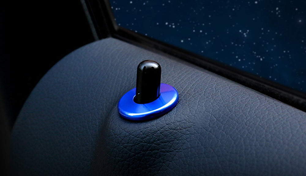 Blue Aluminum Decorative Door Lock Knob Covers For Mercedes C E S GLC GLE Class