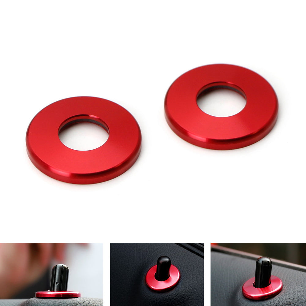 Red Aluminum Decorative Door Lock Knob Covers For Mercedes C E S GLC GLE Class