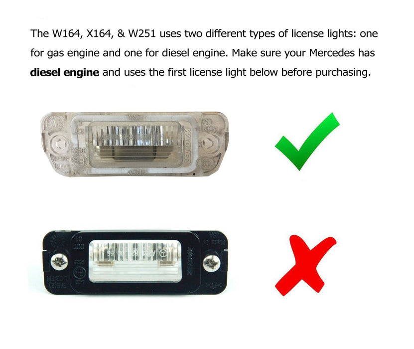 White CAN-bus LED License Plate Lights For Mercedes ML GL R Class Diesel Version